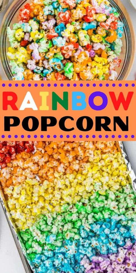 Rainbow Party Food, Rainbow Popcorn, Rainbow Snacks, Rainbow Unicorn Birthday Party, Rainbow Themed Birthday Party, Rainbow Desserts, Rainbow Treats, Rainbow Parties, Rainbow Unicorn Birthday