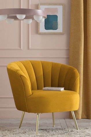 Gold Accent Chair, Yellow Accent Chairs, Bedroom Couch, Yellow Chair, Gold Living Room, Ochre Yellow, Elegant Bedroom, Arm Chairs Living Room, Armchair Design