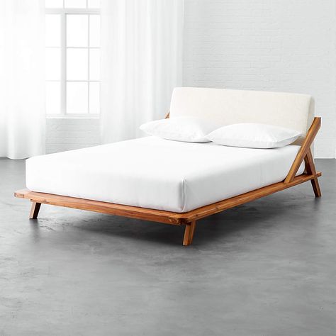 Wood Full Bed, Full Bed Mattress, Contemporary Bed Frame, Bed Design Ideas, Wooden Bed Design, Bed Design Modern, Leather Headboard, Contemporary Bed, Wood Platform Bed