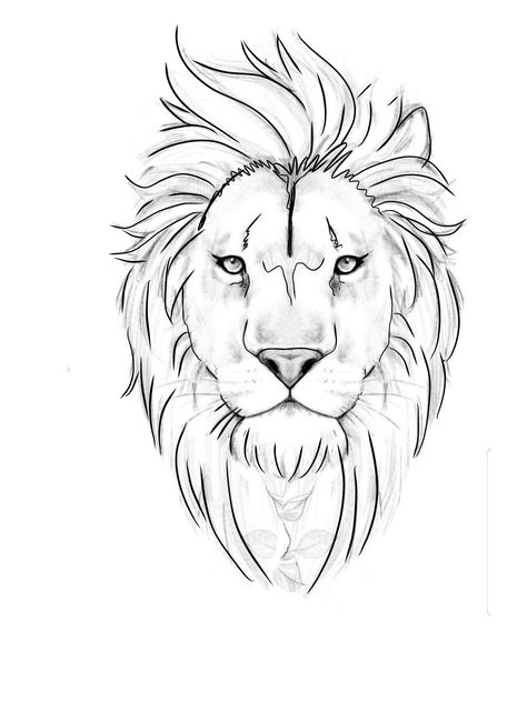 Lion Drawing Outline, Easy Lion Tattoo Design, Lion Head Drawing Simple, Lion Artwork Illustration, Lion Design Drawing, Outline Lion Tattoo, Lion Face Tattoo Stencil, Loin Drawings, Lion Artwork Drawing