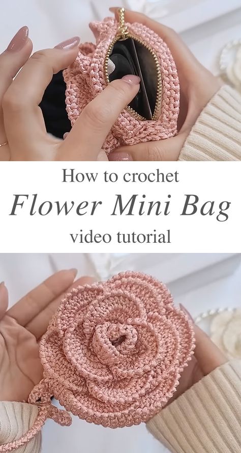 Crochet Flower Mini Bag: An Accessory You'll Love - CrochetBeja Crochet Pattern Purse Free, New Crochet Free Patterns, Crochet Flower Purse Pattern, How To Crochet A Handbag, Crochet Purse Accessories, Boho Crochet Ideas, Crochet Flower Bag Pattern Free, Cute Crochet Ideas To Sell, Crochet Mini Bag Free Pattern