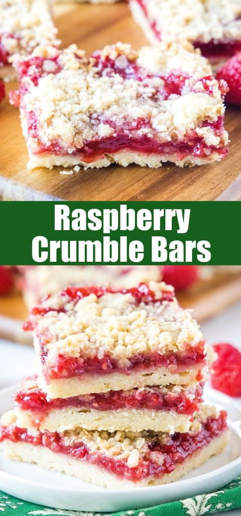 Heathly Dessert Recipes, Fresh Raspberry Desserts, Raspberry Desserts Easy, Triffle Desserts, Raspberry Recipes Dessert, Raspberry Crumb Bars, Raspberry Crumble Bars, Cake Batter Cookies, Raspberry Crumble