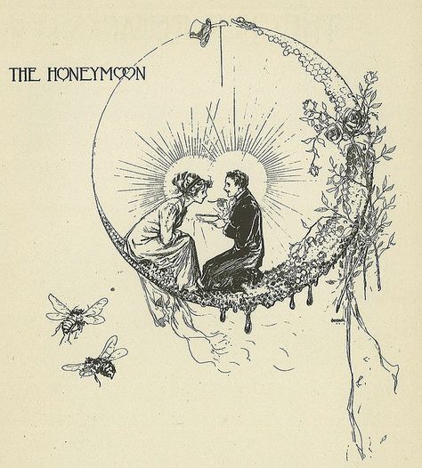 beautiful image from an edwardian bridal book by john r. neill, illustrator and the artist for most of the oz books John R Neill, Two People, A Drawing, Illustrator, Moon