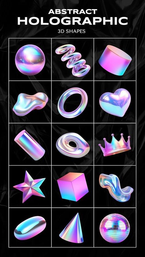 Holographic 3d Icons, Cosmic Aesthetic, 3d Chrome, 3d Holographic, Credit Card Design, Chinese New Year Design, 3d Elements, Element Design, Environmental Graphic Design