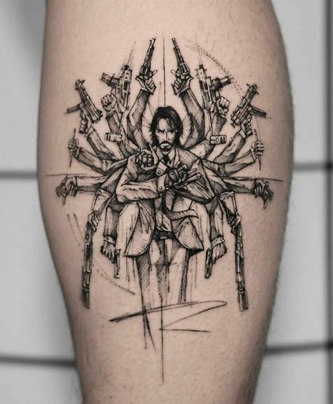 Crazy-Tattoos-Pics John Wick Tattoo, Mangas Tattoo, 16 Tattoo, Movie Tattoo, Movie Tattoos, Tattoo Master, Weird Tattoos, Unique Tattoo, Arm Tattoos For Guys