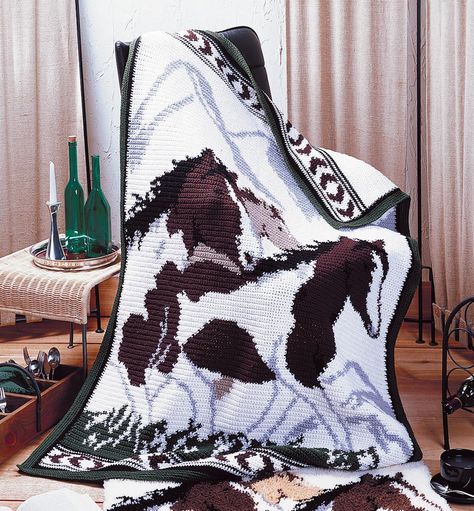 Purchase Wild Horses Afghan Pattern Cowboy Baby Blanket Crochet, Horse Blanket Pattern, Crochet Horses, Motifs Afghans, Style Graphique, Crochet Horse, Graph Crochet, Mary Maxim, Western Babies