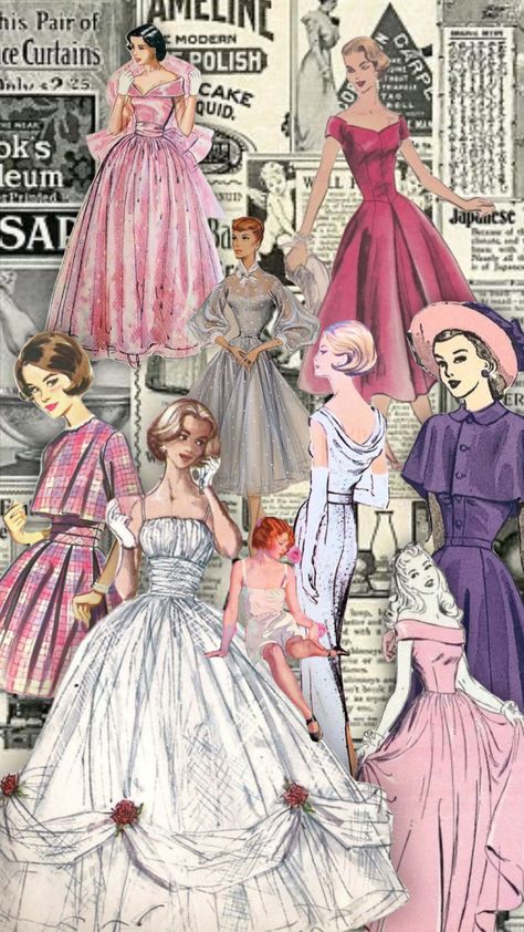 #vintage #vogue #fashion #vintagefashion #1950s #1960s #50s #60s #pink #purple 1950 Aesthetic Fashion, Gifts For Fashion Designers, Paint Rattan Furniture, 1950s Aesthetic Fashion, 50s Aesthetic Fashion, Purple Vogue, 1950s Fashion Illustration, Vintage Vogue Fashion, 1960s Aesthetic