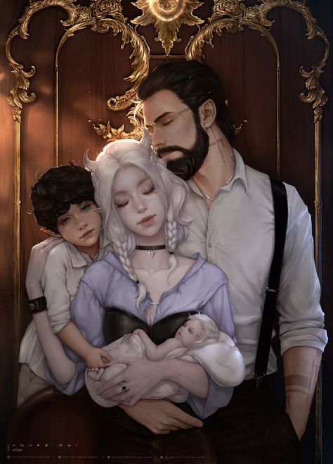 Mother And Child Drawing, Fantasy Romance Art, Family Portrait Drawing, Family Artwork, Family Portrait Painting, Fantasy Couples, Family Drawing, Romance Art, Fantasy Pictures