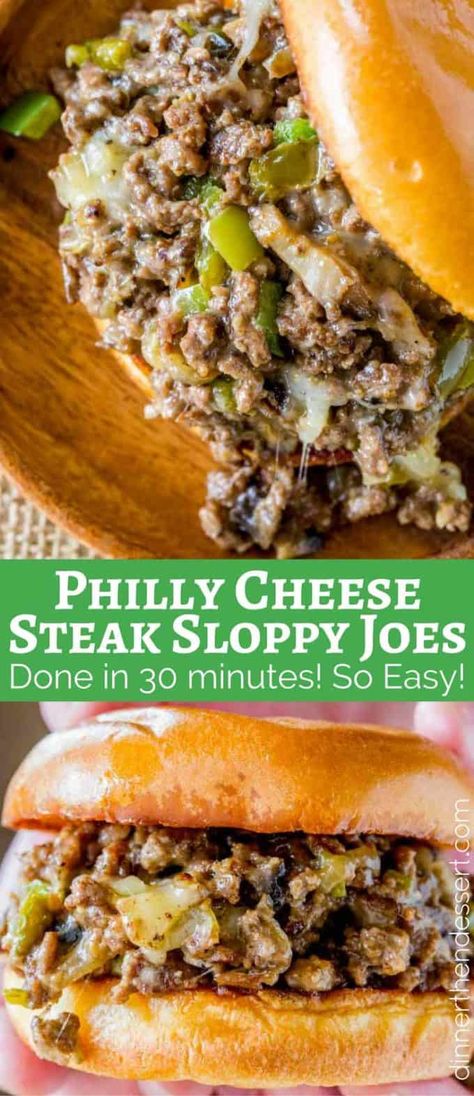 Hamburger Recipes, Cheese Steak Sloppy Joes Recipe, Philly Cheese Steak Sloppy Joes, Sloppy Joes Recipe, Diner Recept, Cheese Steak, Philly Cheese, Sloppy Joe, Philly Cheese Steak