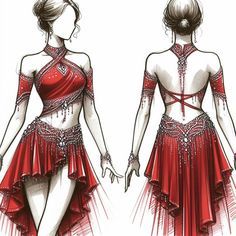 Red Ice Skating Dress, Stage Outfits Red, Red Stage Outfits, Red Dance Costumes, Ice Skating Competition Dress, Pretty Dance Costumes, Figure Skating Competition Dresses, Christmas Outfit Ideas, Dress Design Drawing