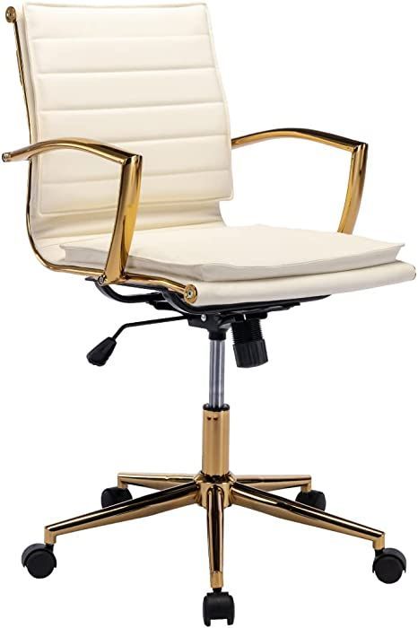 Gold Office Desk, Brown Leather Office Chair, Black Leather Office Chair, Beige Desks, Comfy Office Chair, Leather Desk Chair, Materials Board Interior Design, Conference Room Chairs, Chair Swivel