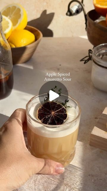 Julianna McIntosh on Instagram: "The Amaretto is back & better than ever with this Apple Spiced twist! 🍎 

The amaretto sour is like that cocktail that truly begins the Fall season, and all the riffs that come with it. Make sure to get my apple spiced syrup on my stories!

Let’s make this at home
To a cocktail shaker add
1 egg white
3/4 oz fresh lemon juice
3/4 oz bourbon
1/2 oz apple spiced syrup
1.5 oz amaretto
Pinch of sea salt
Fresh thyme
& dry shake these ingredients together!
Add ice to your shaker and shake again. 
Double strain into your chilled glass of choice. 

Xoxo, cheers!
#cocktailrecipes #drinkrecipes #amarettosour #amaretto #fallrecipes #applespice" Amaretto Sour, Thanksgiving 2024, Egg White, Spiced Apples, Fresh Thyme, Cocktail Shaker, 1 Egg, Fresh Lemon Juice, Drink Recipes