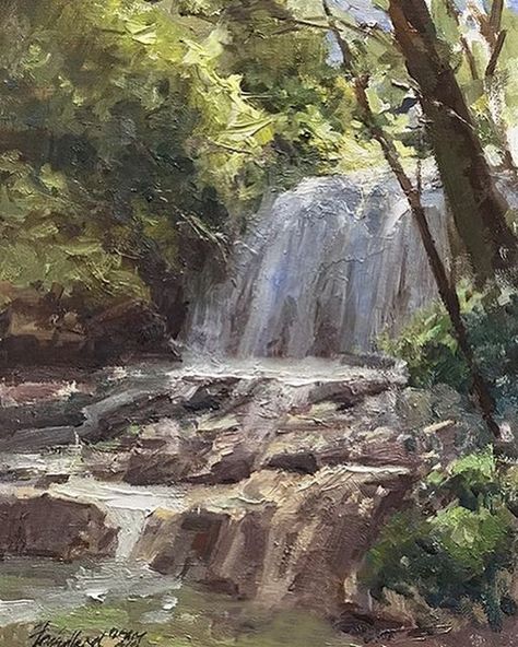 Howard Friedland on Instagram: "Tanyard Creek Waterfall #landscapepainting #waterfallpainting #oilpainting #impressionistpainting #howardfriedlandpaintings" Waterfall Drawing, Waterfall Wall Art, Waterfall Paintings, Waterfall Art, Oil Painting Nature, Waterfall Landscape, Impressionist Landscape, Landscape Art Painting, Canvas Painting Designs