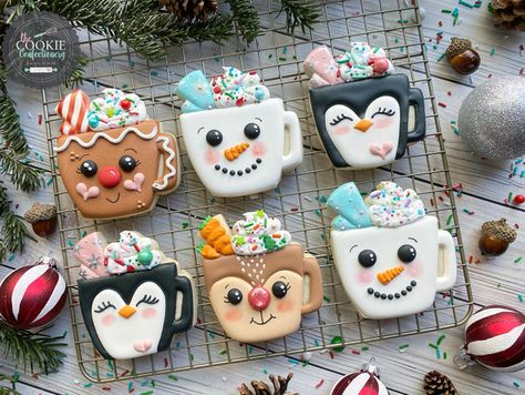 Mug Cookie, Lemon And Coconut Cake, Christmas Sugar Cookies Decorated, Hot Cocoa Christmas, Gingerbread Cookies Decorated, Cocoa Christmas, Winter Cookie, Cocoa Cookies, Coffee Cookies