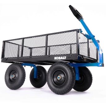 Kobalt 6-cu ft Steel Yard Cart in the Yard Carts department at Lowes.com Spring Cleaning Yard, Yard Cart, Box Cars, Best Garden Tools, Outdoor Cart, Utility Wagon, Running Gifts, Lawn And Landscape, Utility Cart