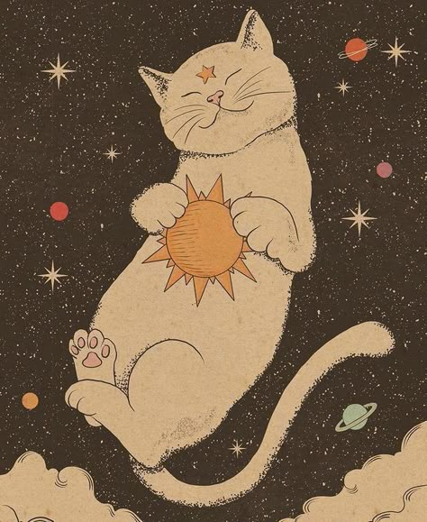 Wal Art, Collage Wall Art, Child Of The Universe, Psy Art, Cat Posters, Vintage Poster Art, Art Collage Wall, Collage Wall, Cat Drawing