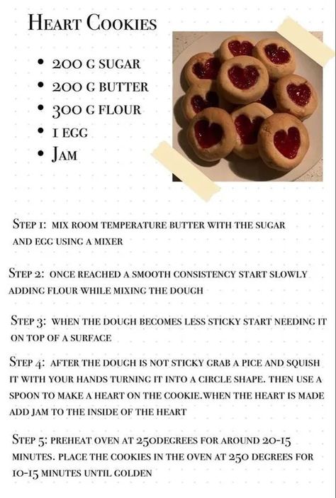 50+ Adorable Heart Shaped Food Ideas for Valentines Day - HubPages Simple Baking Recipes Healthy, Cute Baked Goods Recipe, Heart Jam Cookies Recipe, Food Ideas For Valentines Day, Heart Shaped Food Ideas, Junk Food Recipes, Heart Cookies Recipe, Recipes Aesthetic, Aesthetic Recipes