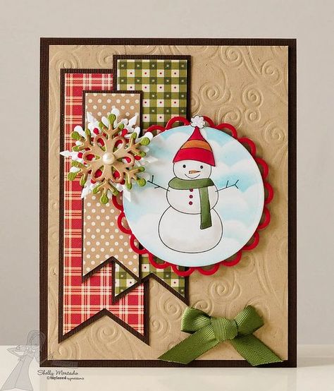 Cute Christmas Cards, Snowman Cards, Christmas Card Inspiration, Homemade Christmas Cards, Christmas Card Crafts, Diy Christmas Cards, Christmas Cards To Make, Winter Cards, Card Sketches