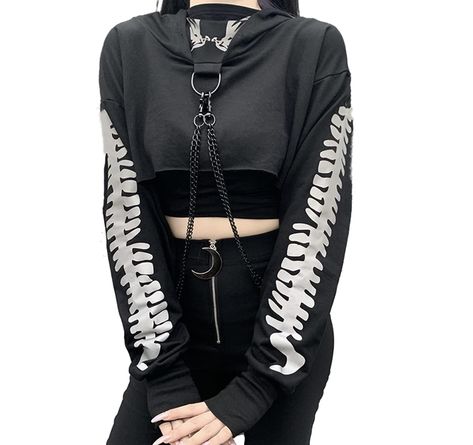 PRICES MAY VARY. 60% Polyester,40%Cotton Imported Pull On closure Cropped hoodies for women, long sleeve crop tops for women workout, cropped sweatshirt, black hoodie women, cute sweatshirts, oversized hoodie for women, goth hoodie, punk, emo alt. This women's hoodie is made of Polyester, soft to the skin, good elastic, breathable. About waist length, long sleeve t-shirt, short-cropped jacket, mall goth, emo alt aesthetic, goth crop top. Crop sweatshirt tops suitable for daily wear, beach, rock Gothic Crop Tops, Bandage Crop Top, Y2k Aesthetic Fashion, Crop Top Designs, Street Style Edgy, Cropped Sweatshirt, Long Crop Top, Outfits Winter, Hooded Tops