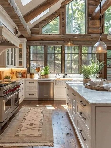 Cottage Kitchen Inspiration, Dream Life House, Cozy Kitchen, Dream House Interior, Cottage Kitchen, Farmhouse Sink, Dream House Plans, Cottage Homes, Rustic Kitchen