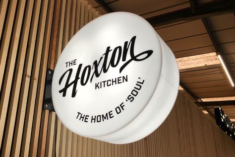 Minimalist Circular Light box/ Round Projecting Sign. Double Sided Restaurant Signage Design, Restaurant Signage, London Sign, Restaurant Sign, Light Box Sign, Signage Signs, Shop Signage, Sign Board Design, Circular Lighting