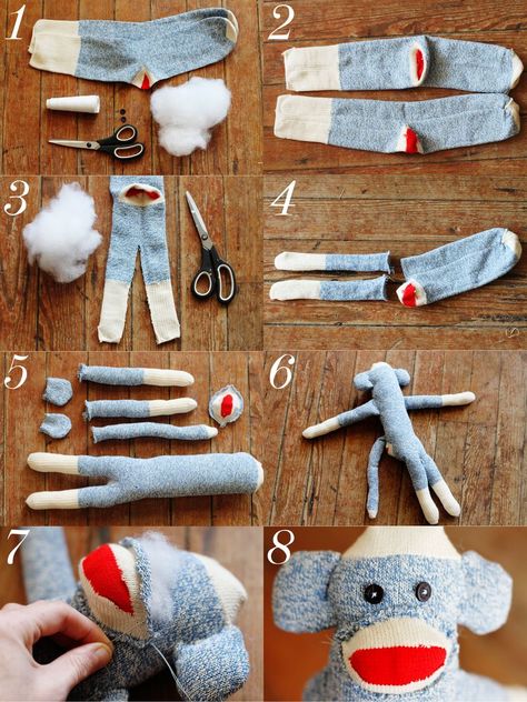 Sock Monkey Pattern, Monkey Doll, Monkey Pattern, Sock Doll, Sock Dolls, Sock Toys, Diy Socks, Sock Crafts, Friends Diy