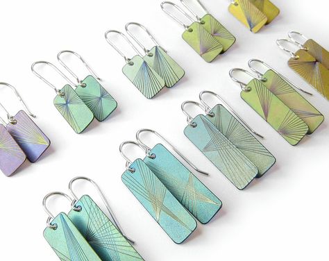 Meghan O'Rourke Jewellery | EARRINGS Contemporary Jewellery Designers, Designer Working, Anodized Titanium, Aluminum Jewelry, Jewellery Designer, Snow Jacket, Contemporary Jewellery, Statement Jewelry, Jewelry Inspiration