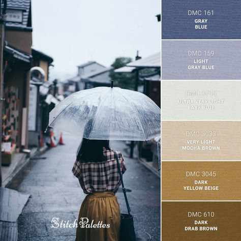 Color Palette Rain, Monsoon Color Palette, Monsoon Colour Palette, Rainy Day Color Palette, Rainy Color Palette, Stitch Palettes, Flowing Summer Dresses, Lilac Breasted Roller, Color Palette Inspiration