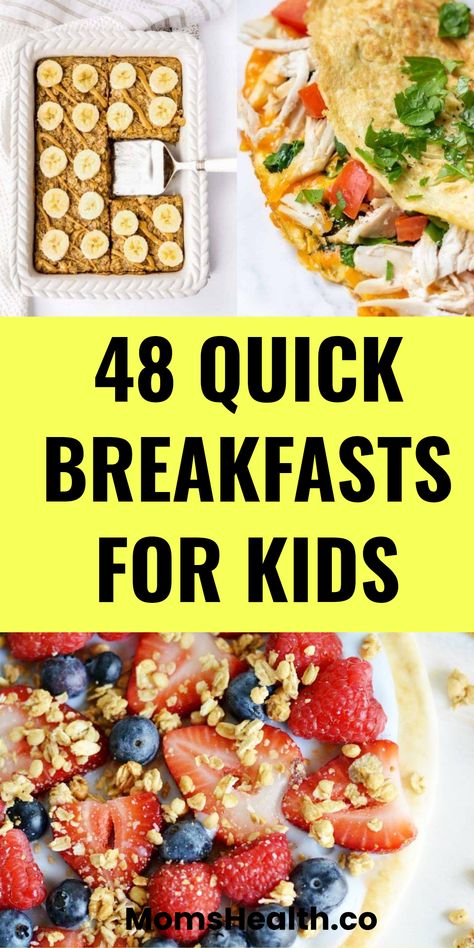 Explore 48 quick breakfast ideas that kids love! This pin is designed with 2 images showcasing delicious and healthy breakfast options that are perfect for back-to-school mornings. Quick Breakfast For School Mornings, Easy Breakfast School Mornings, Healthy School Morning Breakfast, No Cook Breakfast Ideas Healthy, Easy Kids Breakfast On The Go, Breakfast Ideas For Kids School, Healthy Quick Breakfast Ideas Kids, Easy Healthy Kids Breakfast, Breakfast For Preschoolers