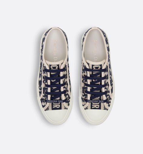 Walk'n'Dior Sneaker Deep Blue Dior Oblique Embroidered Cotton | DIOR Blue Dior, Denim Swimsuit, Dior Star, Dior Sneakers, Dior Oblique, Dior Book Tote, Christian Dior Couture, Dior Couture, Star Shoes