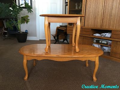 Rustic Worn Weathered Look Coffee & End Tables Queen Anne Coffee Table Makeover, Refinish Oak Coffee Table, Painted Oak Coffee Table, Mission Style End Tables, Redo End Tables, Refinished End Tables, Old End Tables, Coffee Table Redo, Flipped Furniture