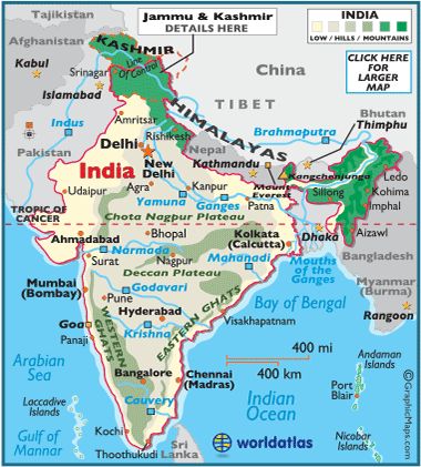 India: This webpage discusses information about India.  One can click on the various categories near the top of the page to find out different pieces of information on the country.  Its currency is the Rupee.  The site also discusses India's history.  It discusses some of the more famous Indian individuals as well, such as Mohandas Gandhi.  The country's Coat of Arms represents royalty, pride, truth, and honesty.  The country's motto is "Truth alone triumphs." Indian River Map, Ancient India Map, Indian Map, India World Map, Indian Geography, Map Of India, Upsc Notes, River Map, Ias Study Material