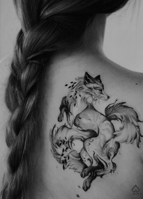 Ninetales Tattoo, Fox Back Tattoo, Fox Tattoo Men, Small Fox Tattoo, Red Fox Tattoos, Fox Tattoo Design, Tattoos Meaning, Saved Tattoo, Leg Tattoos Women