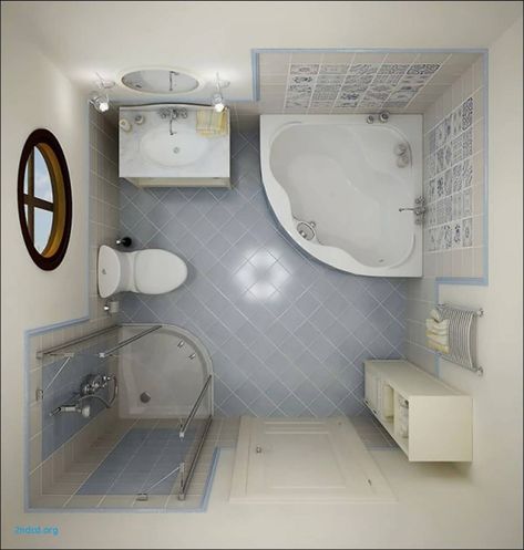 Corner Bathtub Shower, Design Interior Baie, Small Bathroom Pictures, Small Bathroom Layout, Bilik Air, Corner Tub, Small Showers, Small Remodel, Decor Baie