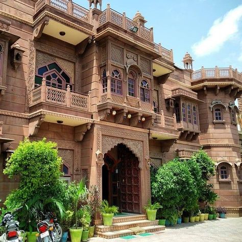 Kuchaman Haveli | House design pictures, Brick architecture, Architecture old Jaipur House Design, Indian House Exterior, Jaipur House, Puja Ghar, Indian House Exterior Design, Arrange Marriage, Jodhpur Rajasthan, India Architecture, Mughal Architecture