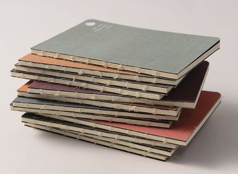 A SERIES OF POCKET NOTEBOOKS THAT REFLECT PERSONAL MOTTOS. Starting from the well-known phrase “You are what you eat.” we developed a series of 12 notebooks that not only fit in your pocket but also your personality. The linen covers and exposed saddle stitch binding are the defining tactile characteristics. SPECIFICATIONS  Linen Cover / Saddle Stitch Binding / Blank Pages  Notebook size 9.5 x 14.5 cm  Series of 12 notebooks  Page count 96  Printing O Book Binding Design, Saddle Stitch Binding, Stitch Binding, Handmade Sketchbook, Making Books, Book Binding Diy, Saddle Stitch, Art Face, Diy Notebook