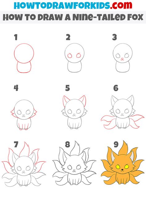 Fox Drawing Tutorial, Fox Drawing Easy, Naruto Drawings Easy, Disney Drawing Tutorial, Disney Drawing, Painting Guide, Easy Disney Drawings, Pencil Drawings For Beginners, Fox Drawing