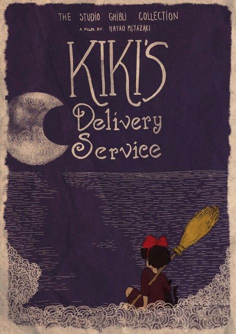 Kiki's Delivery Service | Studio ghibli poster, Studio ghibli movies, Ghibli artwork Delivery Service Poster, Kikis Delivery Service Poster, Canva Illustration, Ghibli Poster, Boy Painting, Service Poster, Studio Ghibli Poster, Kiki Delivery, Ghibli Artwork