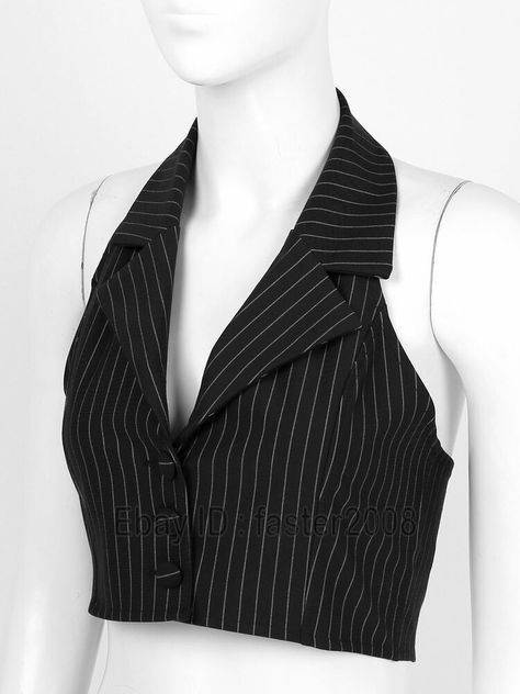 [AffiliateLink] Womens Stripes Work Suit Vest Sleeveless Waistcoat Coat   Color:White,Black,Navy Blue Material: Polyester Size: S-L Condition: New With Top Quality Specifications: Women Size (Clothes) Height(Cm) Weight(Kg) Asian S=Us Xxs 150-155 45-50 Asian M=Us Xs 155-160 50-55 Asian L=Us S 160-165 55-60 Asian Xl=Us M 165-170 60-65 Asian 2Xl=Us L 170-175 65-70    Men Size (Clothes) Height(Cm) Weight(Kg) Asian S=Us Xxs 165 <50 Asian M=Us Xs 170 <60 Asian #1920swomenspantsuit Cropped Suit Vest Outfit, Suit In Women, Halter Waistcoat Outfit, Suit Tops For Women, Halter Neck Waistcoat, Fabric Accessories Fashion, Sleeveless Button Up, Striped Vest Outfit, Women Vest Suit