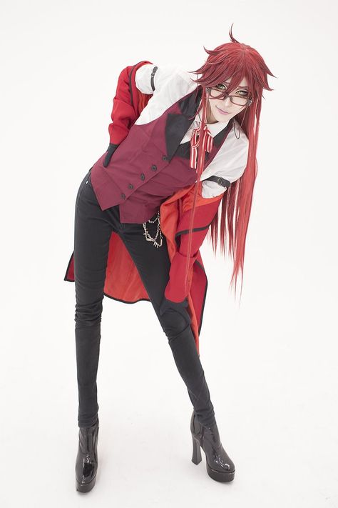 Grell by Sakuya [ Kuroshitsuji ] Grell Cosplay, Grell Sutcliff Cosplay, Black Butler Grell, Grell Sutcliff, Black Butler Cosplay, Anime Outfit, Kostum Cosplay, Cosplay Inspiration, Cosplay Boy