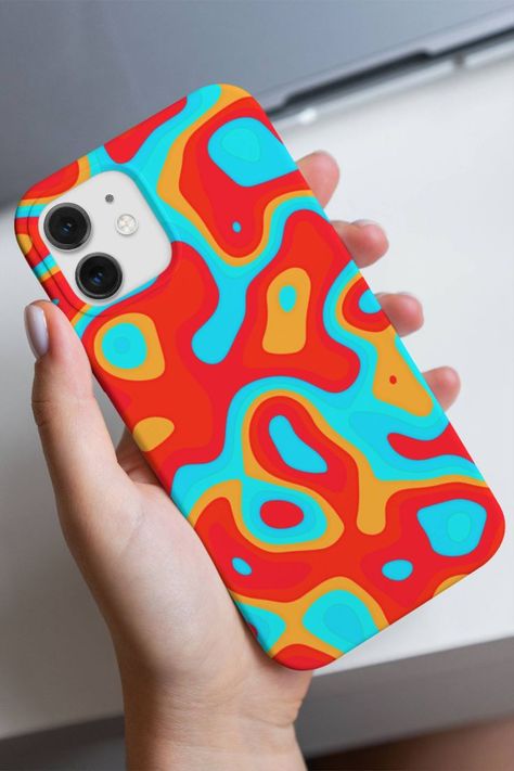 Retro 70s groovy vintage trippy hippie aesthetic 1970s love peace red blue art abstract phone case. Posca Phone Case Art, Posca Phone Case, Phone Case Design Ideas, Handicrafts Ideas, Blue Art Abstract, Love Pixel, Astronaut Artwork, Phone Case Painting, Phone Case Vintage