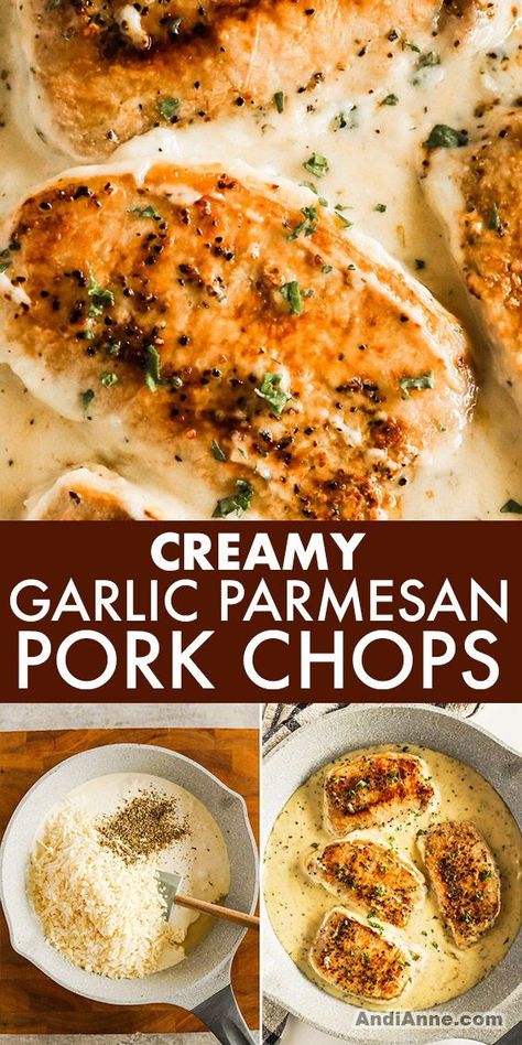 Creamy Garlic Pork Chops, Garlic Parmesan Pork Chops, Seasoned Pork Chops, Pork Chops With Gravy, Sides For Pork Chops, Pork Chops Smothered, Healthy Pork Chops, Garlic Pork Chops, Parmesan Pork Chops