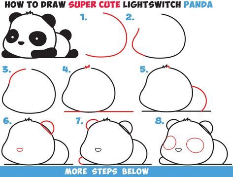 How to Draw a Super Cute Kawaii Panda Bear Laying Down Easy Step by Step Drawing Tutorial for Kids & Beginners Draw A Panda, Cute Panda Drawing, Drawing Instructions, Panda Drawing, Easy Drawings For Beginners, How To Draw Steps, Kawaii Panda, Drawing Tutorials For Kids, 캐릭터 드로잉