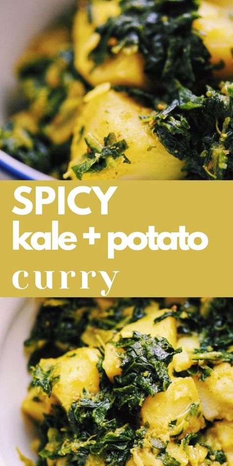 Kale Potato, Vegan Diner, Curry Indian, Vegan Curry Recipes, Indian Side Dishes, Healthy Indian Recipes, Curry Recipes Indian, Kale Recipes, Potato Curry