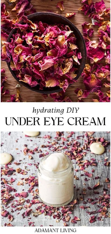 Embrace natural and healthy skin care with this DIY under eye cream recipe. Combining the soothing properties of rose water with the moisturizing benefits of cocoa butter, this homemade cream is perfect for those seeking to diminish the appearance of dark circles and puffiness. Explore further natural herbs medicine, DIY beauty recipes, and natural remedies at adamantliving.com Diy Under Eye Cream, Eye Cream Recipe, How To Make Shampoo, Herbs Medicine, Under Eye Cream, Homemade Lotion, Diy Beauty Recipes, Beauty Remedies, Homemade Bath Products