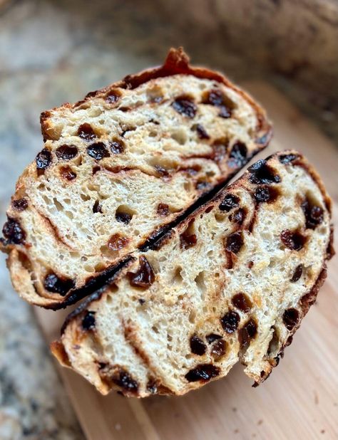 Cinnamon Raisin Sourdough Bread - Amy Bakes Bread Amy Bakes Bread, Cinnamon Raisin Sourdough Bread, Raisin Sourdough Bread, Cinnamon Raisin Sourdough, Recipe Using Sourdough Starter, Hearty Snacks, Sourdough Starter Discard Recipe, Cinnamon Raisin Bread, Artisan Bread Recipes