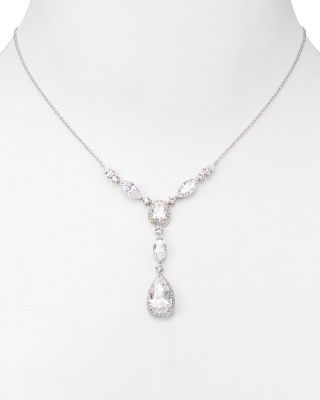 rhodium plated Nadri Pear Shaped Drop Lariat Necklace, 16" | bloomingdales.com Jewelry For Formal Wear, Pendant Diamond Design, Wedding Necklaces For Bride, Wedding Jewelry Ideas For Bride, Pearl Lariat Necklace, Silver Statement Necklace, Pearl Lariat, Wedding Accessories Jewelry, Gold Necklace Women