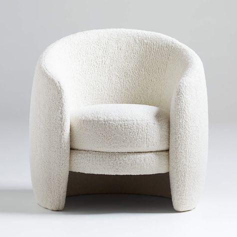 Fernie Chair + Reviews | Crate & Barrel Crate And Barrel Accent Chair, Cute Arm Chair, Cool Chairs For Living Room, Barrel Chairs Living Room Ideas, Create And Barrel, White Arm Chair, Round Seating, White Accent Chair, Chair Bedroom