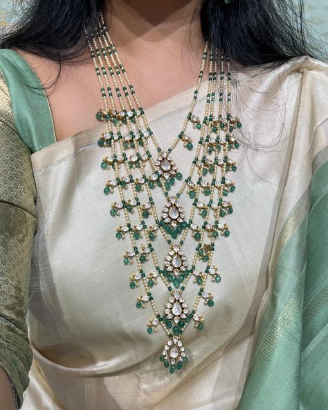 Our Moissanite Panchalada is back! 🥰😍 A panchalada is a must have in a jewellery closet, it can be styled in so many ways! A statement yet classy piece, that won’t be overwhelming even for those who don’t like heavy jewellery! Give it a try! Saree : @vasthramsilk #rajatamaya #silver #silverjewelry #panchalada #polkipanchalada #indianjewellery #pinterest #weddingjewellery #indianweddings #satlada #haaram #polkihaar Satlada Necklace, Jewellery Closet, Heavy Jewellery, Jewelry Closet, Antique Bridal Jewelry, Bridal Gold Jewellery Designs, Bridal Gold Jewellery, Gold Jewellery Design, Jewellery Designs