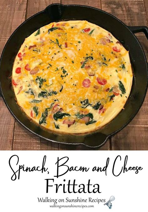 Spinach Bacon Frittata, Fritata Recipe, Frittata Recipes Breakfast, Bacon Frittata, Breakfast Frittata, Mini Frittata, Spinach Frittata, Easy Bacon, Cheese Frittata